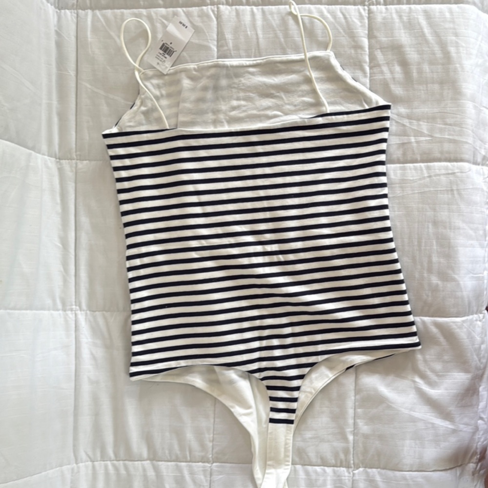 Banana Republic Navy and White Striped Bodysuit